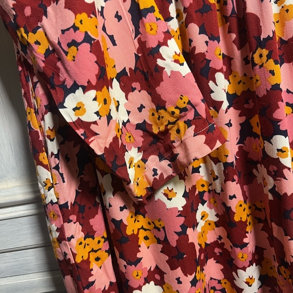 Boutique Fantastica Red Floral Marianne Marigold Collared Midi Dress Boho - Picture 8 of 10